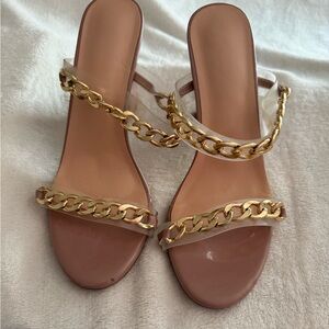 Elegant Gold Chain Strap Women's Sandals